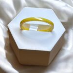 Pierścionek stal chirurgiczna ceramiczny cienka żółta obrączka 7 (995)