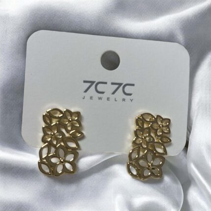 Kolczyki stal chirurgiczna złote ażurowe kwiatuszki