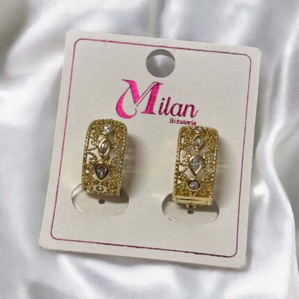 Kolczyki stal chirurgiczna złote kółeczka ażurowe z cyrkoniami