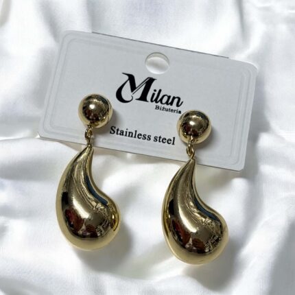 Kolczyki stal chirurgiczna złote kuleczka z sopelkiem