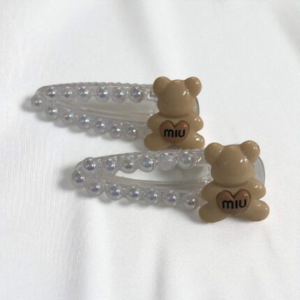 Zestaw 2 spinek beżowy miś z perełkami