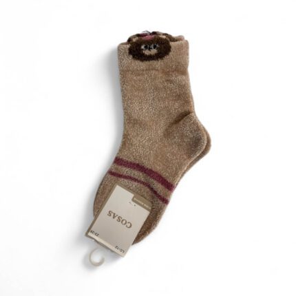 Skarpety dziecięce alpaka beżowo-różowy miś 23-26