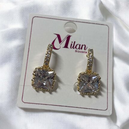 Kolczyki stal chirurgiczna złote patyczek z kryształkiem