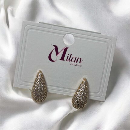 Kolczyki stal chirurgiczna złote kryształowy sopelek