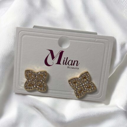 Kolczyki stal chirurgiczna złote rozetka z cyrkoniami