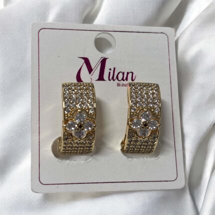 Kolczyki stal chirurgiczna złote grube kółeczka z lilakiem