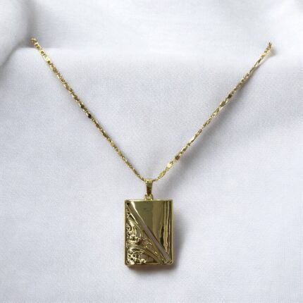 Naszyjnik stal chirurgiczna ażurowy prostokąt