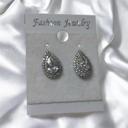 Kolczyki stal chirurgiczna srebrne łezka z kryształkiem