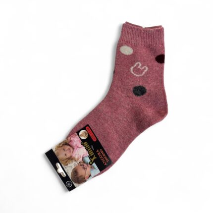 Skarpety dziecięce termo angora różowe w groszki 31-34