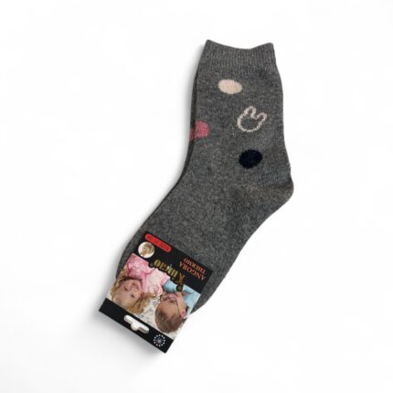 Skarpety dziecięce termo angora szare w groszki 31-34