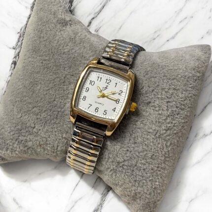 Zegarek damski złoty bransoletka na gumce srebrno-złoty