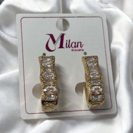 Kolczyki stal chirurgiczna złote bagieta z kryształkami