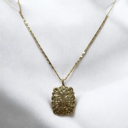 Naszyjnik stal chirurgiczna ażurowy prostokąt