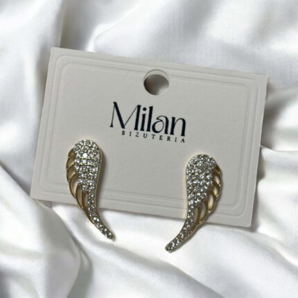 Kolczyki stal chirurgiczna złote cyrkoniowe skrzydełka