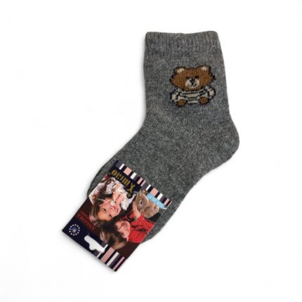 Skarpety dziecięce termo angora szary miś 25-27