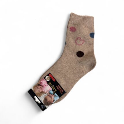 Skarpety dziecięce termo angora beżowe w groszki 31-34