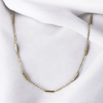 Łańcuszek stal chirurgiczna złoty poziome patyczki