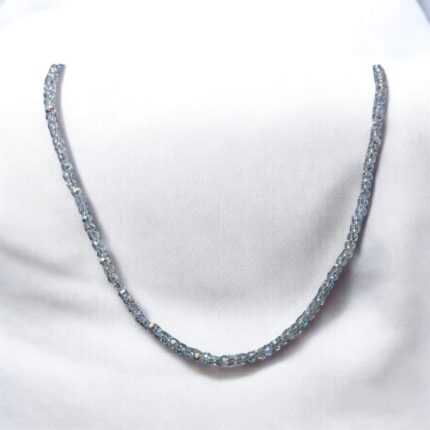 Naszyjnik stal chirurgiczna niebieska mgiełka z koralików