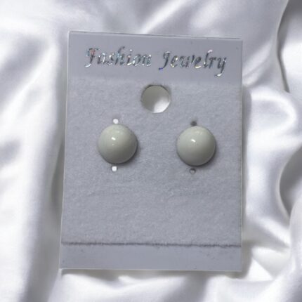 Kolczyki stal chirurgiczna złote biała kulka