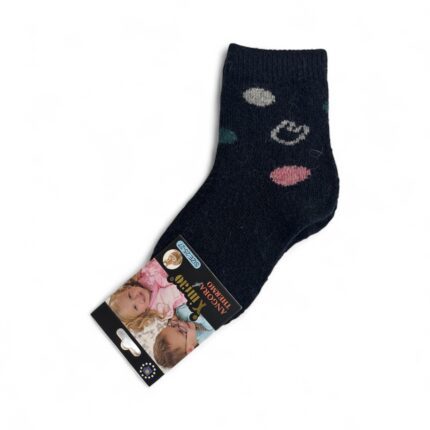 Skarpety dziecięce termo angora granatowe w groszki 31-34