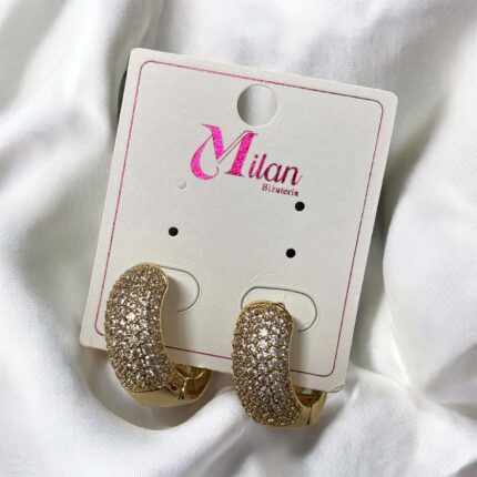 Kolczyki stal chirurgiczna złote grube kółeczka z cyrkoniami