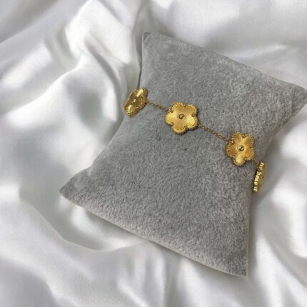 Bransoletka stal chirurgiczna złota kwiatuszki złote z kuleczkami