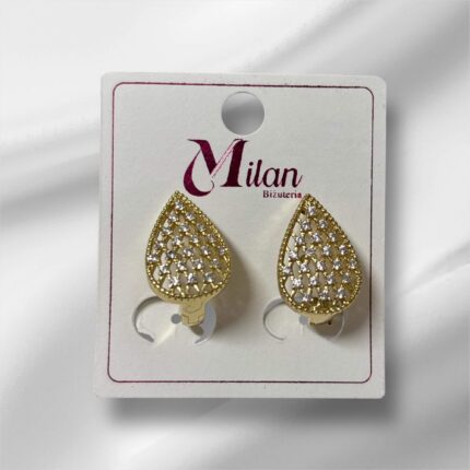 Kolczyki stal chirurgiczna złote łezka z cyrkoniami