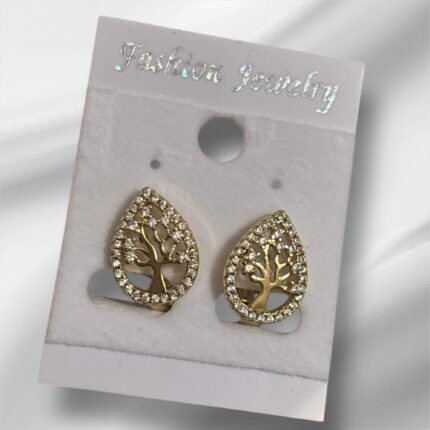 Kolczyki stal chirurgiczna złote łezka drzewko szczęścia