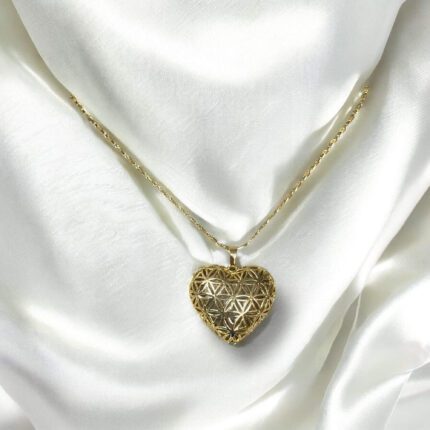 Naszyjnik stal chirurgiczna złoty ażurowe serduszko