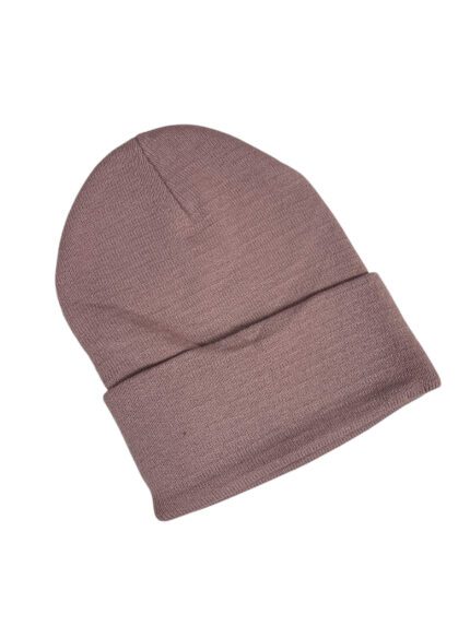 Czapka prążek GŁADKA PUDROWY RÓŻ