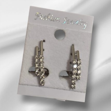 Kolczyki stal chirurgiczna srebrne podwójne patyczki z cyrkoniami