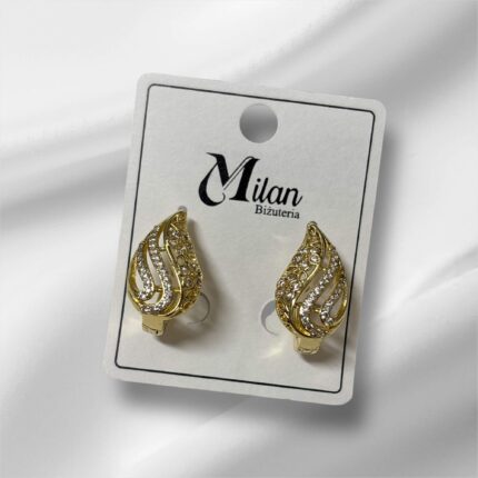 Kolczyki stal chirurgiczna złote ażurowa łezka z cyrkoniami