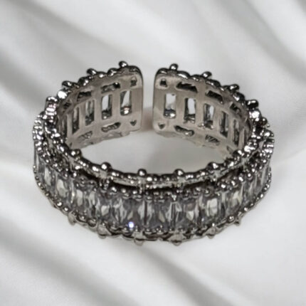 Obrączka regulowana srebrna stal chirurgiczna bagieta