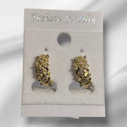 Kolczyki stal chirurgiczna złote połkółeczko z cyrkoniami