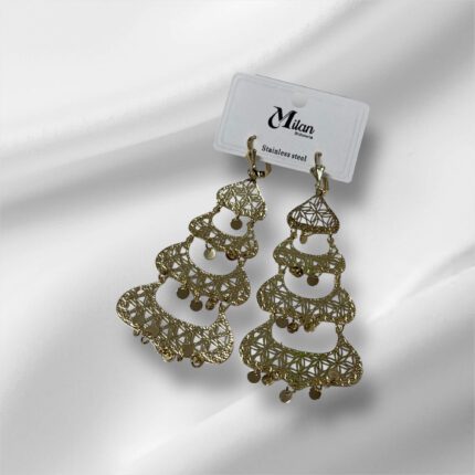 Kolczyki stal chirurgiczna złote ażurowe długie boho