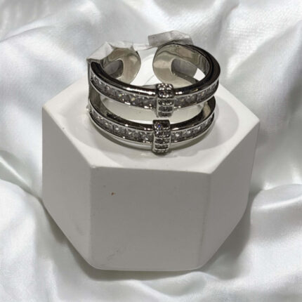 Obrączka regulowana srebrna stal chirurgiczna podwójna tiffani